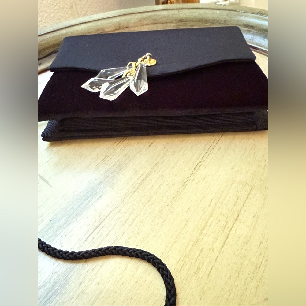 Vintage Designer Black Crystal Hand Bag Purse - Picture 11 of 17